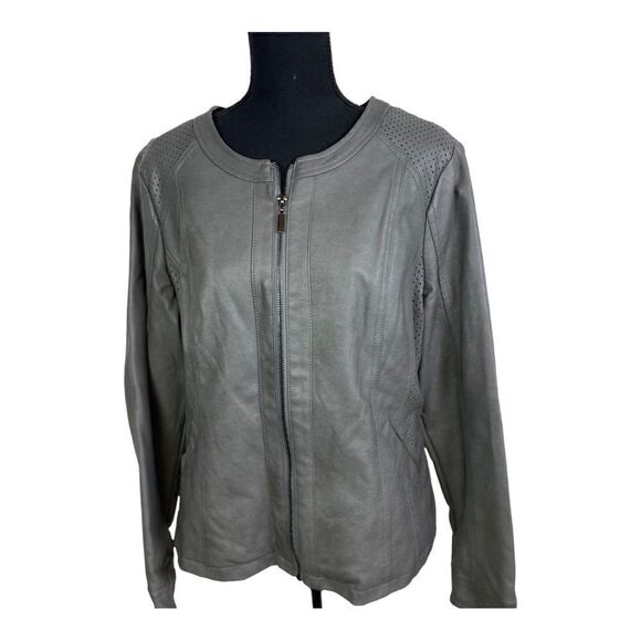 #112 ALFANI Charcoal Vegan Leather Jacket - Picture 1 of 6